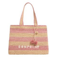 Bonpoint - Esma Çizgili Rafya Çanta | Natural