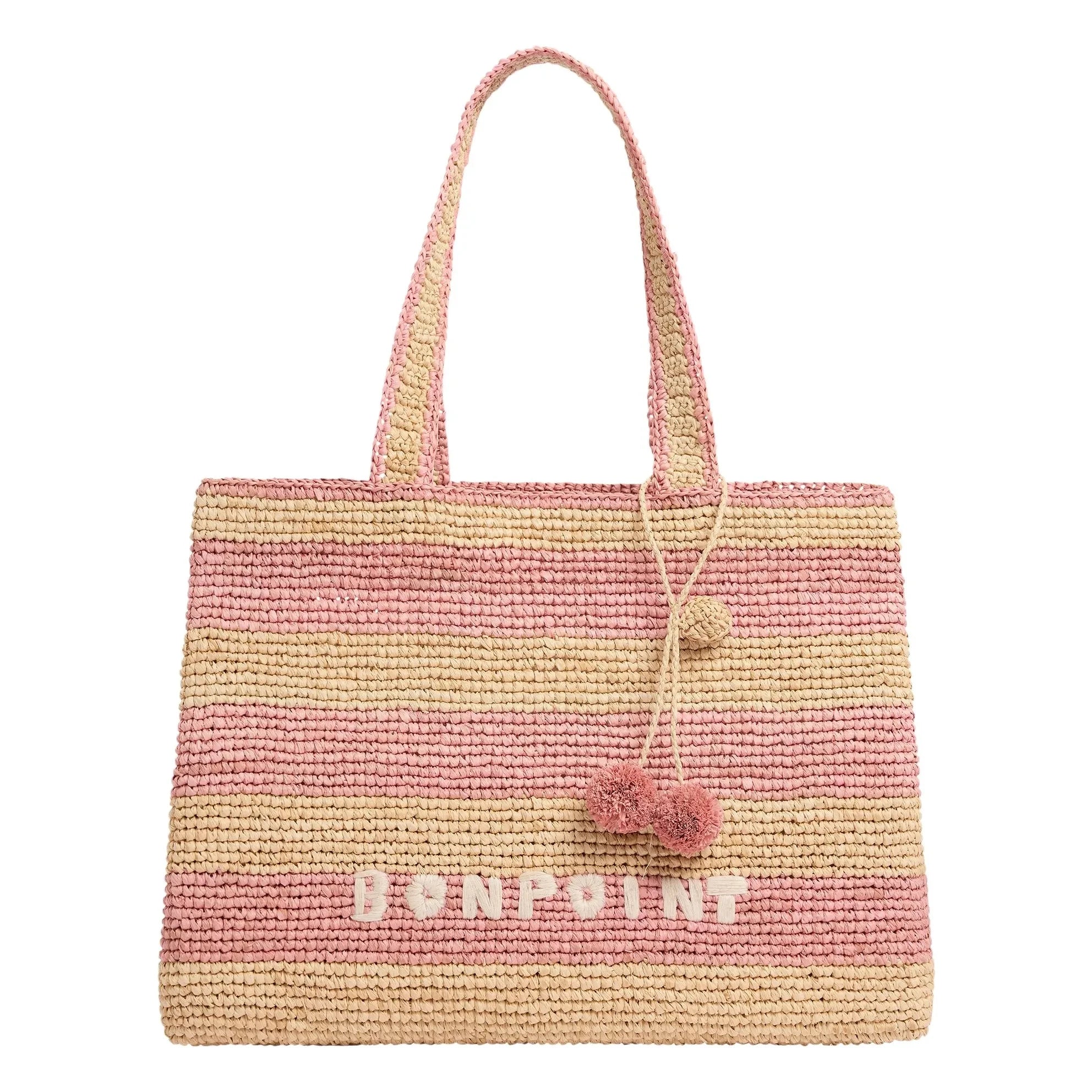 Bonpoint - Esma Çizgili Rafya Çanta | Natural