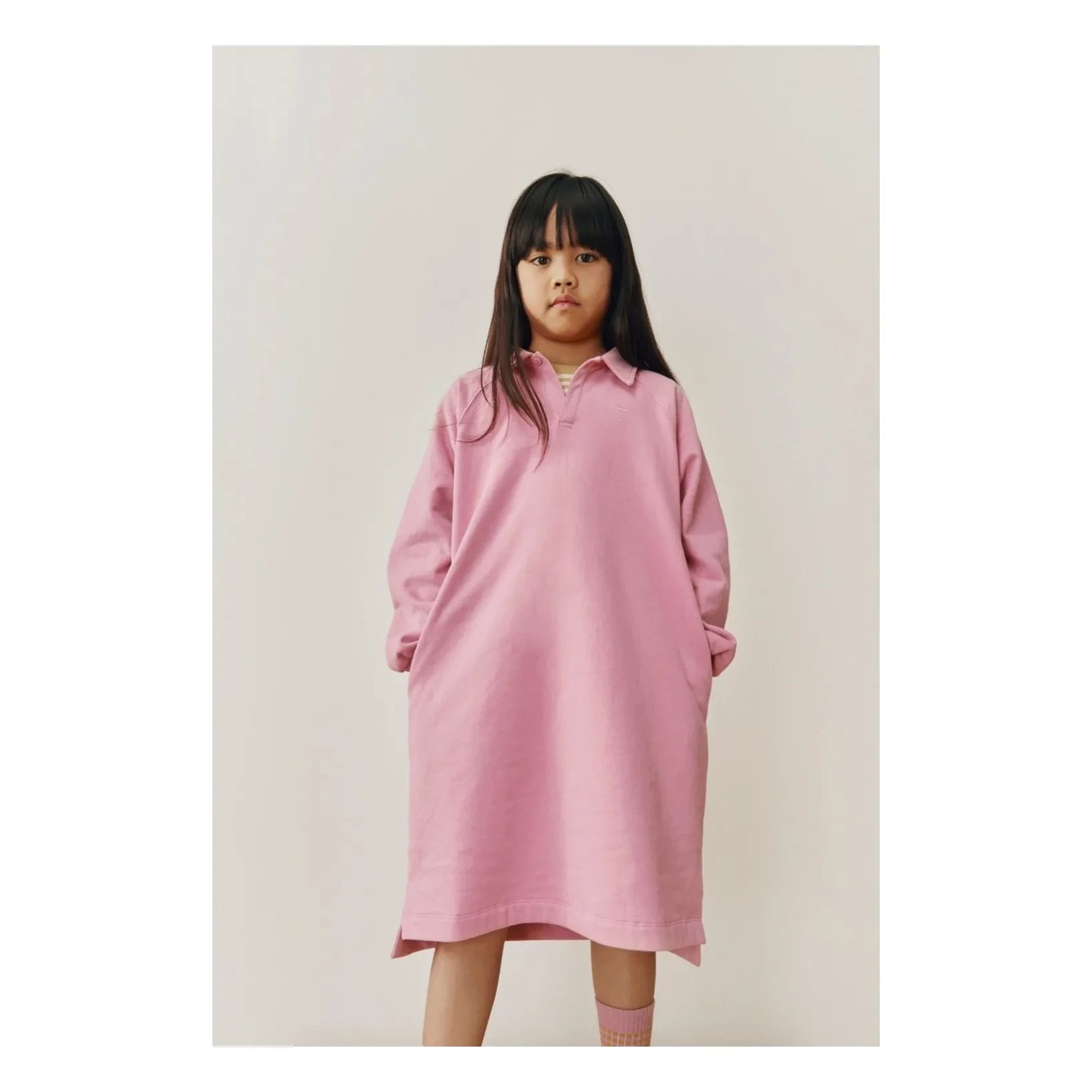 Gray Label - Organik pamuk polo yaka elbise | Pembe