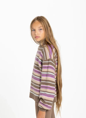Smallable Kid - Shelly Striped Wool Sweater | Pink