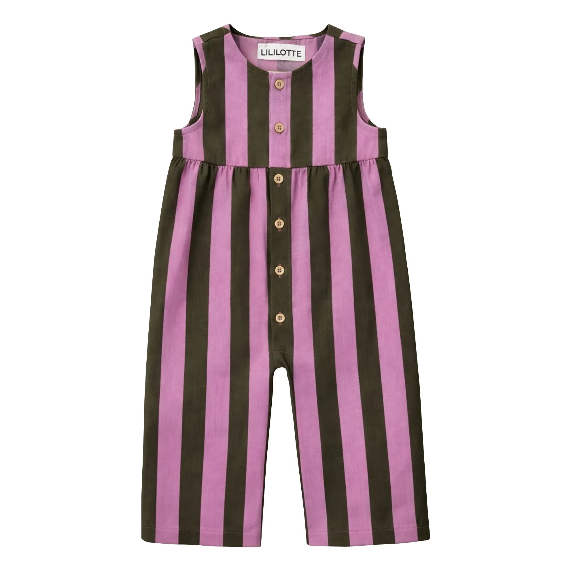 Lililotte - Gabriel Striped Twill Organic Cotton Jumpsuit | Olive Green
