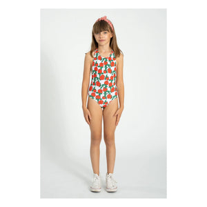 Piupiuchick - Textured Halter Swimsuit with Roses Made from Recycled Fibers | Ecru
