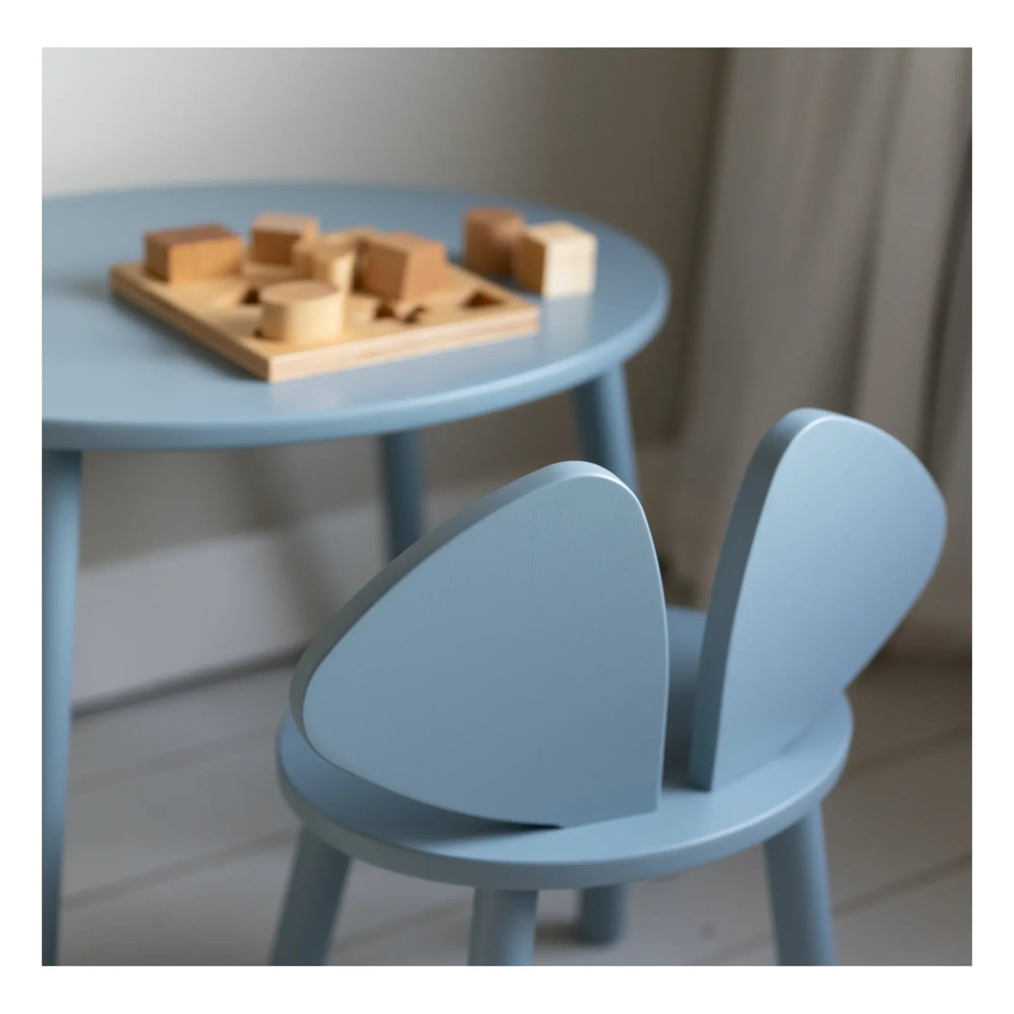Nofred - Birch Mouse Table and Chair | Light Blue