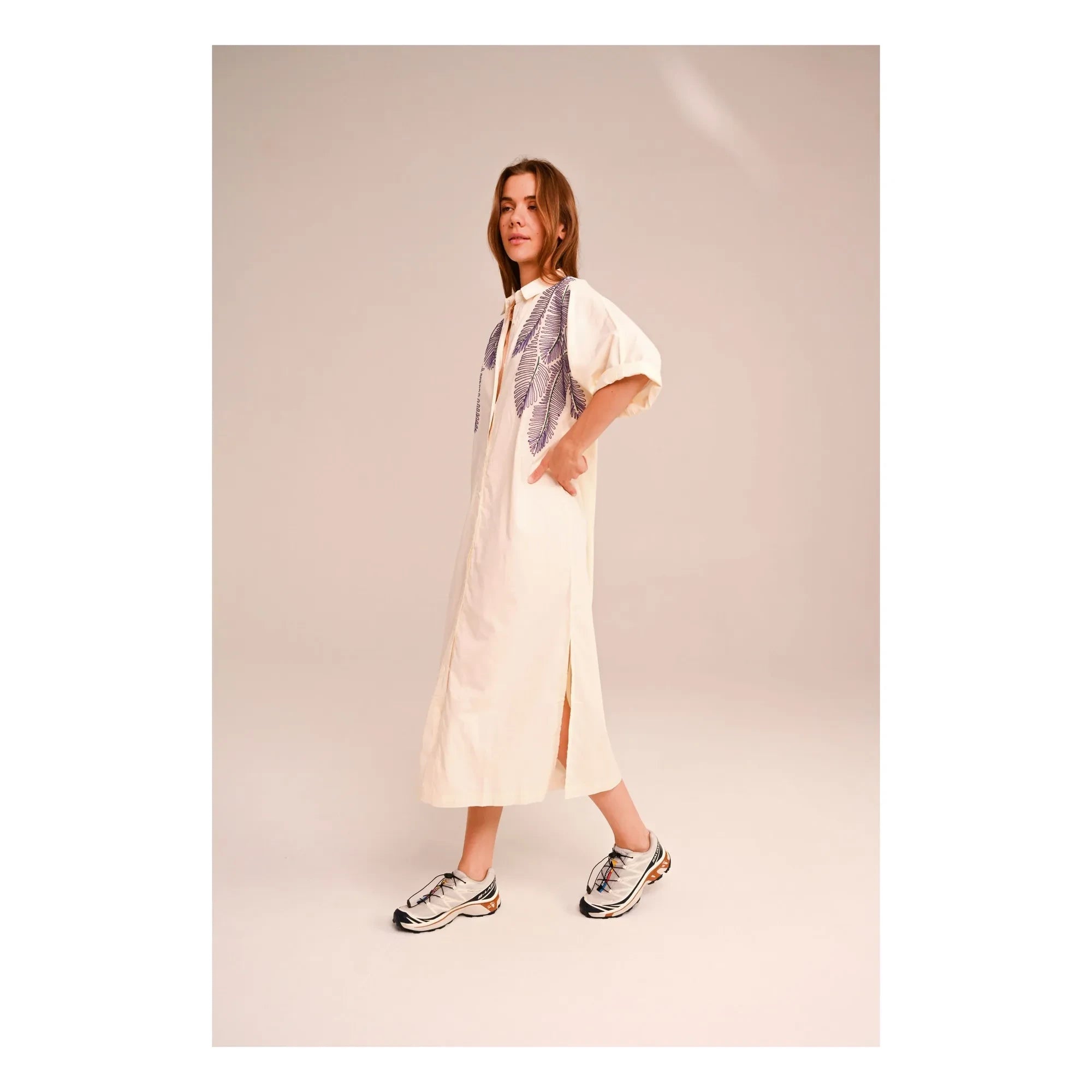 Sacrécoeur - Lou Taro Embroidered Cotton Voile Dress | White