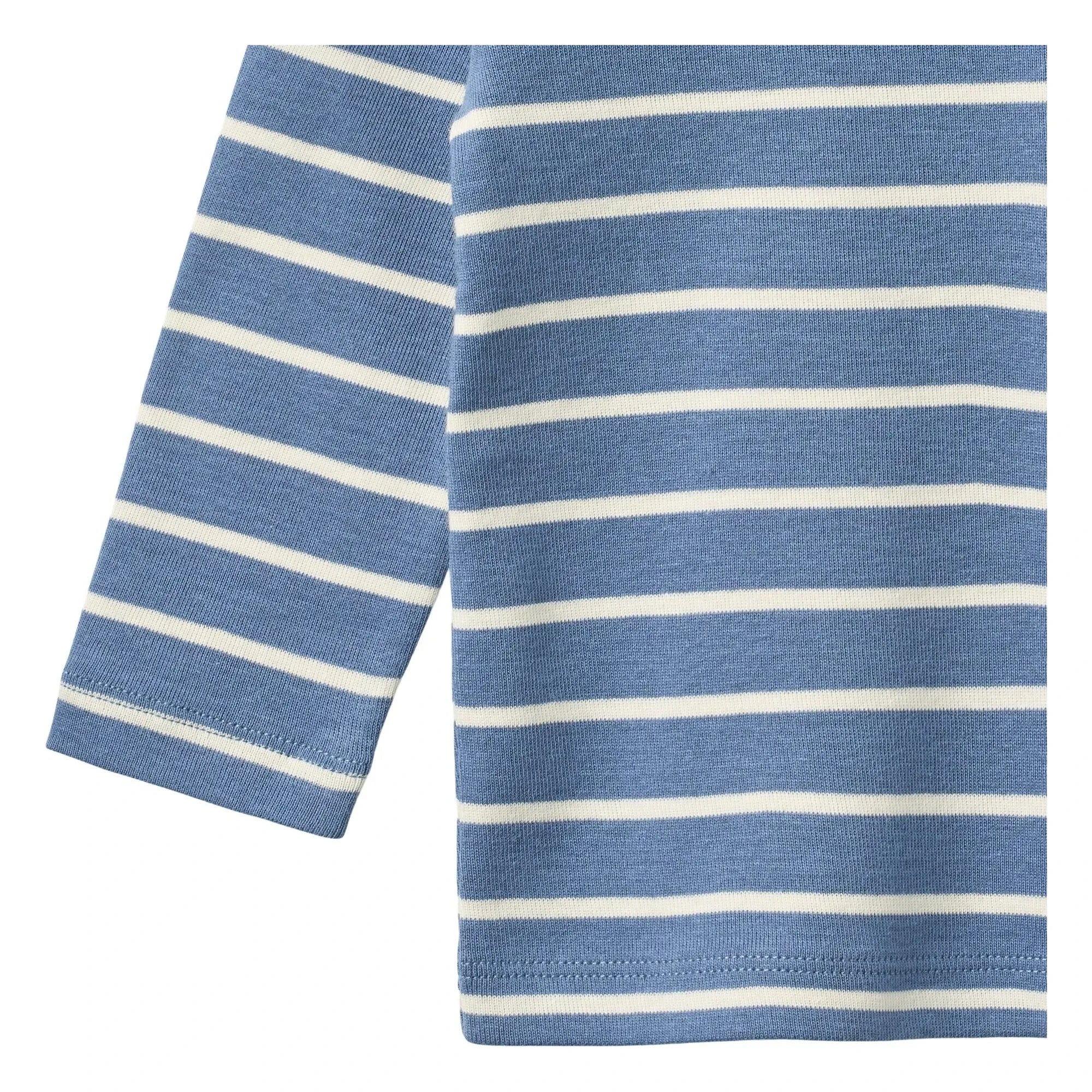 Wheat - Stig Striped Organic Cotton Baby T-Shirt | Blue