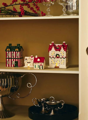 Anna + Nina - Bright LED Christmas Gingerbread House | Red