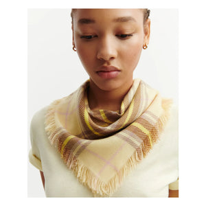 Bompard - Mini Check Tartan Cashmere Scarf | Lemon Yellow