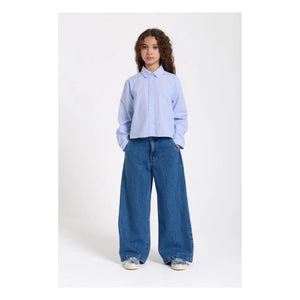 Smallable Kid - Clara Striped Short Shirt | Light Blue