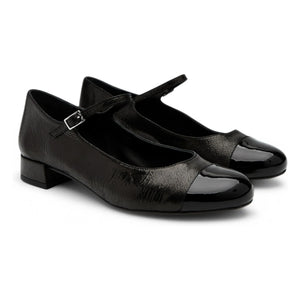 Augusta - Lola Metallic Mary Jane Shoes | Black