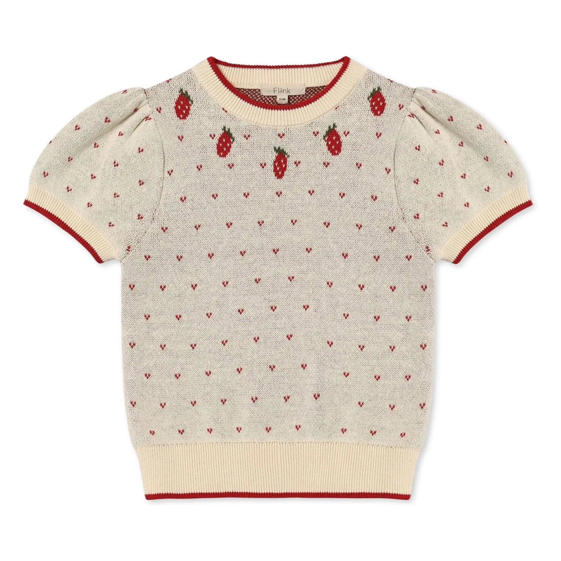 Fliink - Bolette Strawberry Short Sleeve Sweater | Ecru
