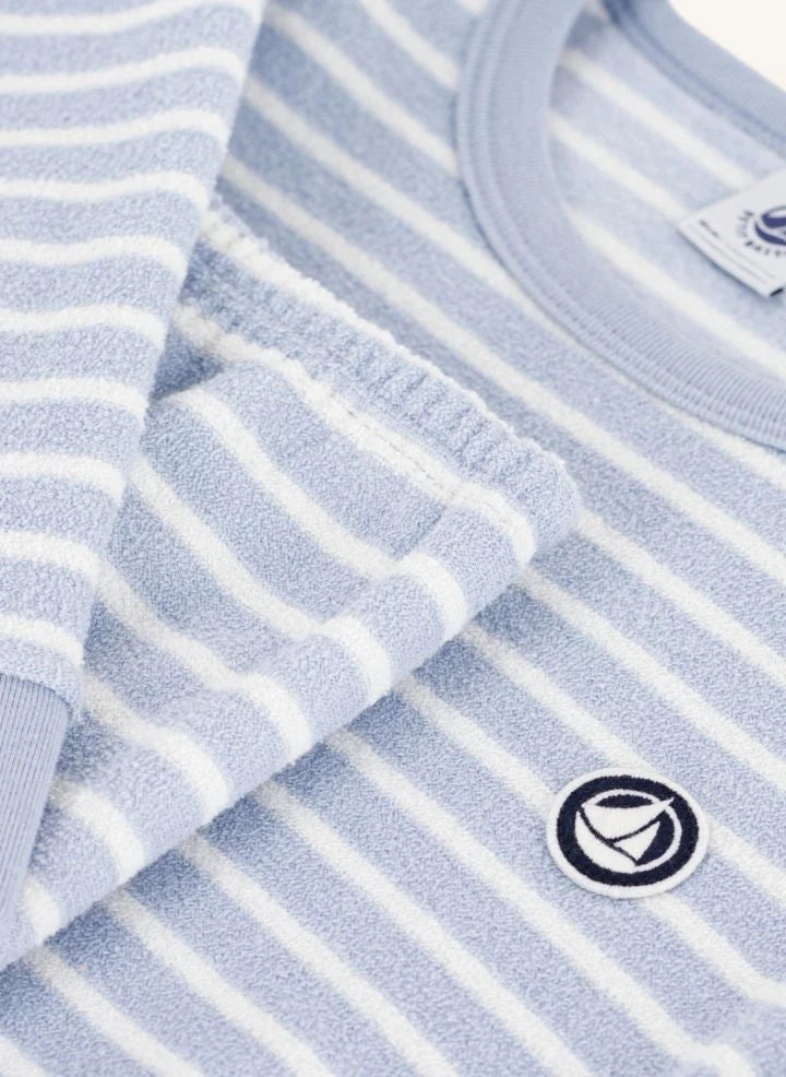 Petit Bateau - Çizgili Modal Pijama | Mavi
