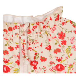 Bonton - Floral Ruffled Collar Long Sleeve Swimsuit | Red