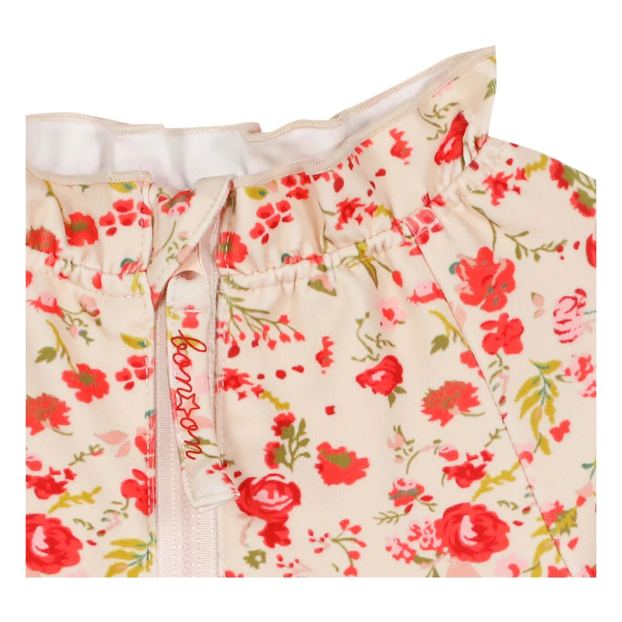 Bonton - Floral Ruffled Collar Long Sleeve Swimsuit | Red
