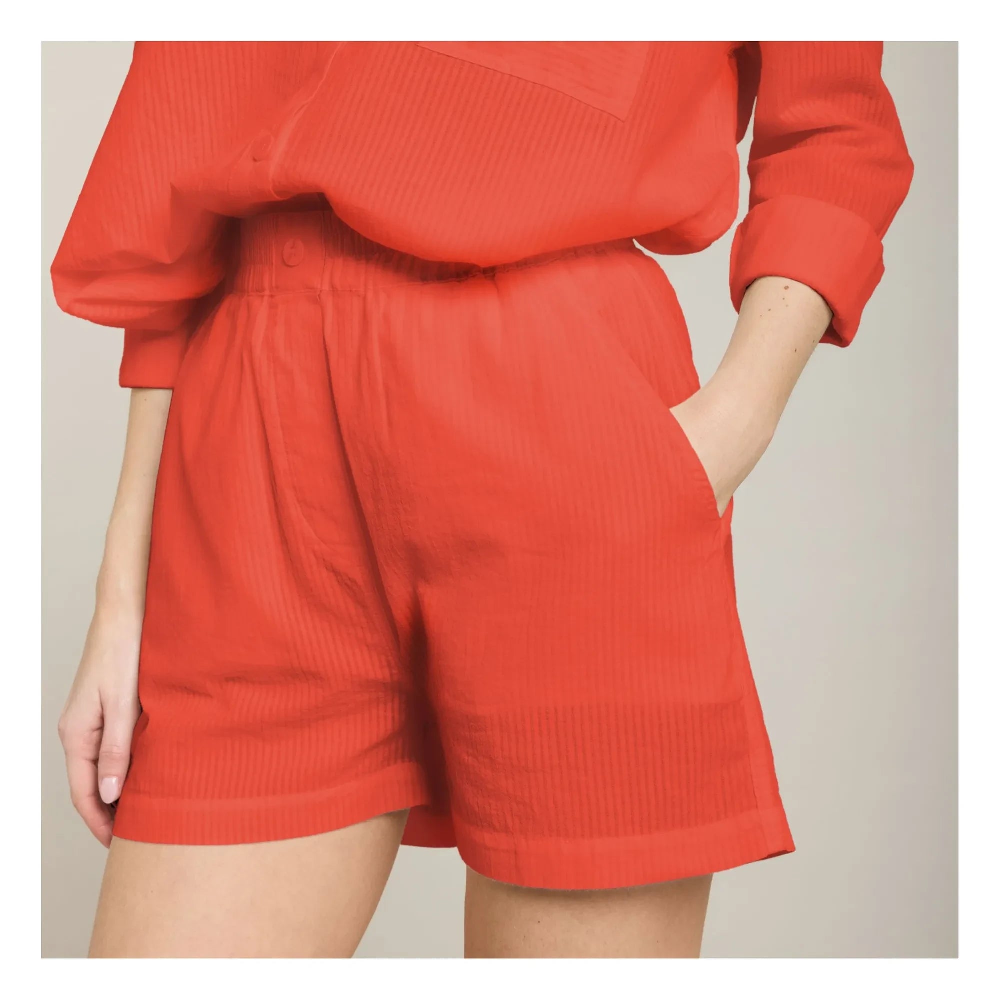 Maison Saint Julien - Short Cap d'Antibes Cotton Voile | Coral