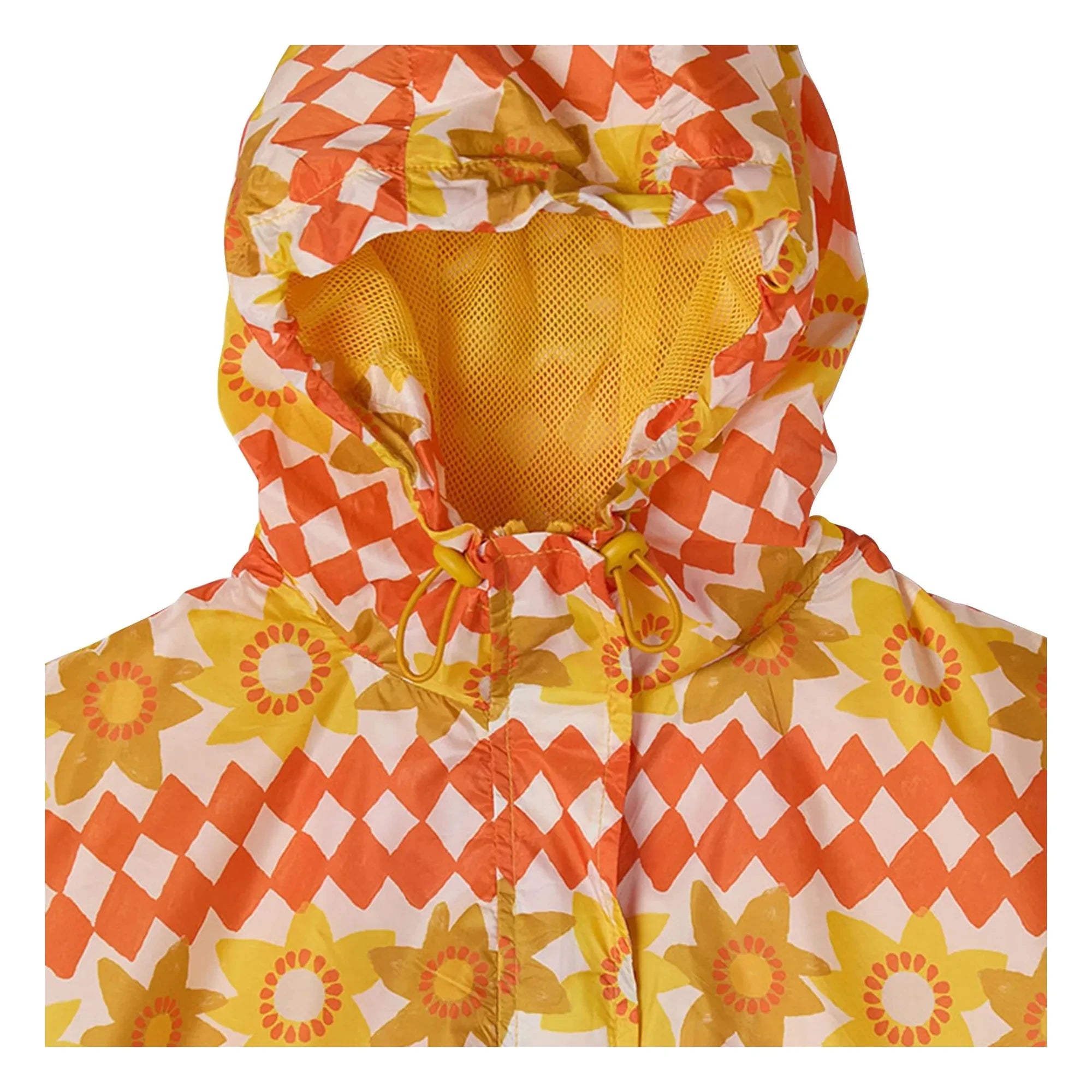Fabula - Damier Fleurs Windbreaker | Orange