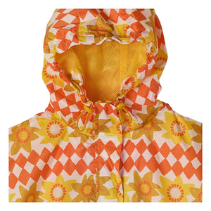 Fabula - Damier Fleurs Windbreaker | Orange