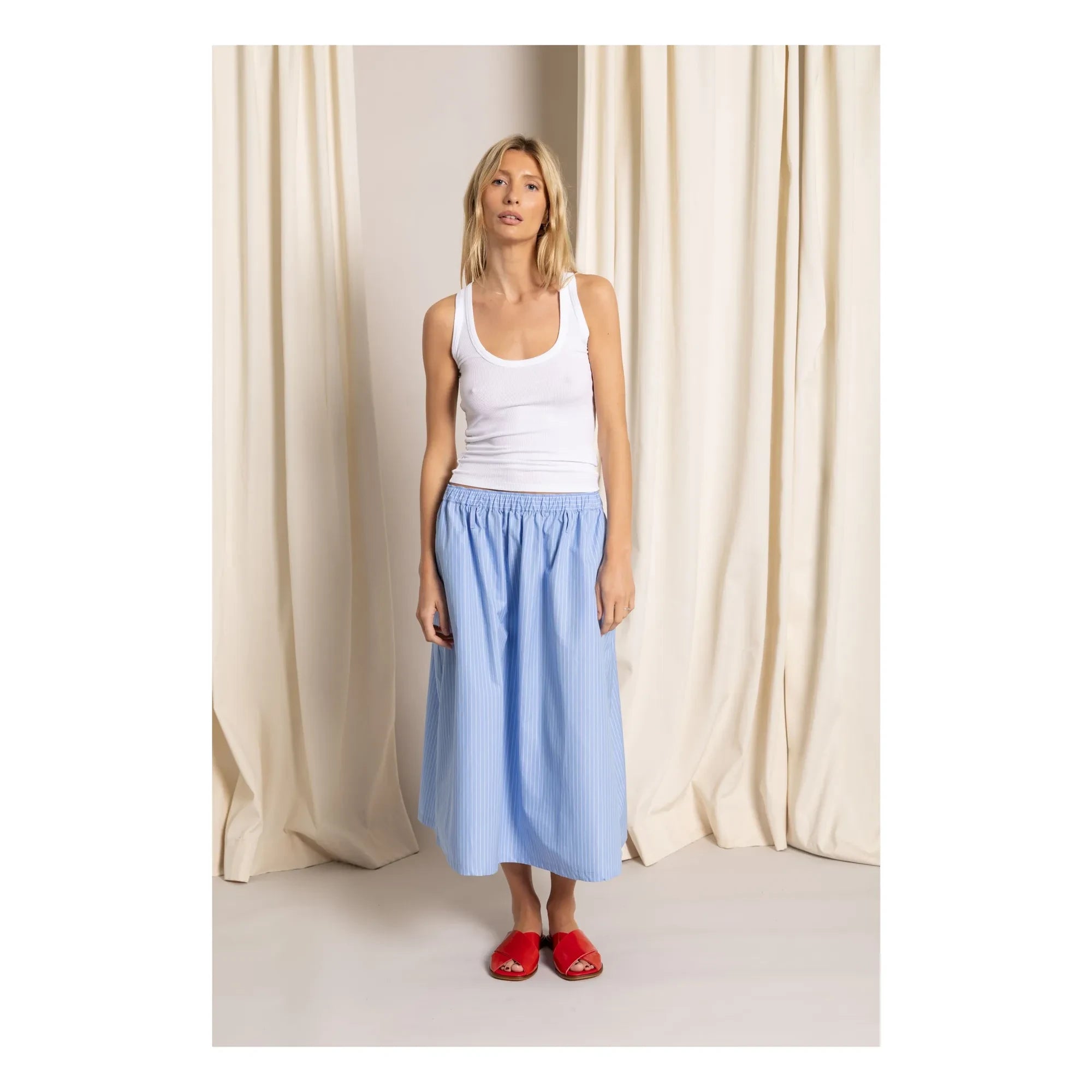 Smallable Woman - Striped Bruna Skirt | Light Blue