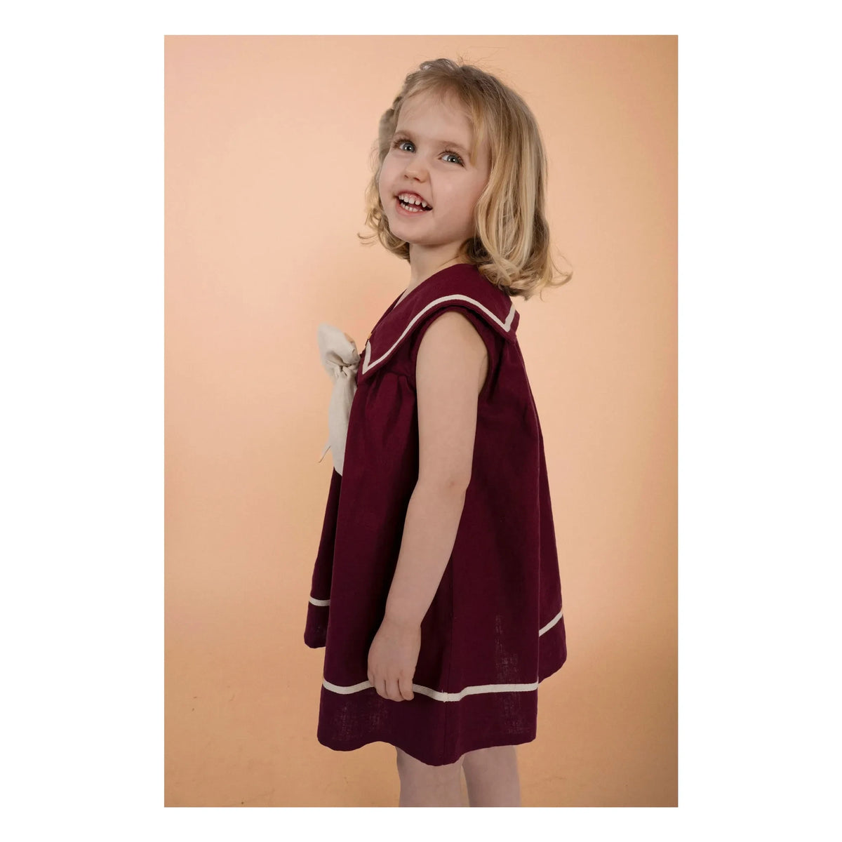 Loir - Gabriella Linen Bow Dress | Burgundy