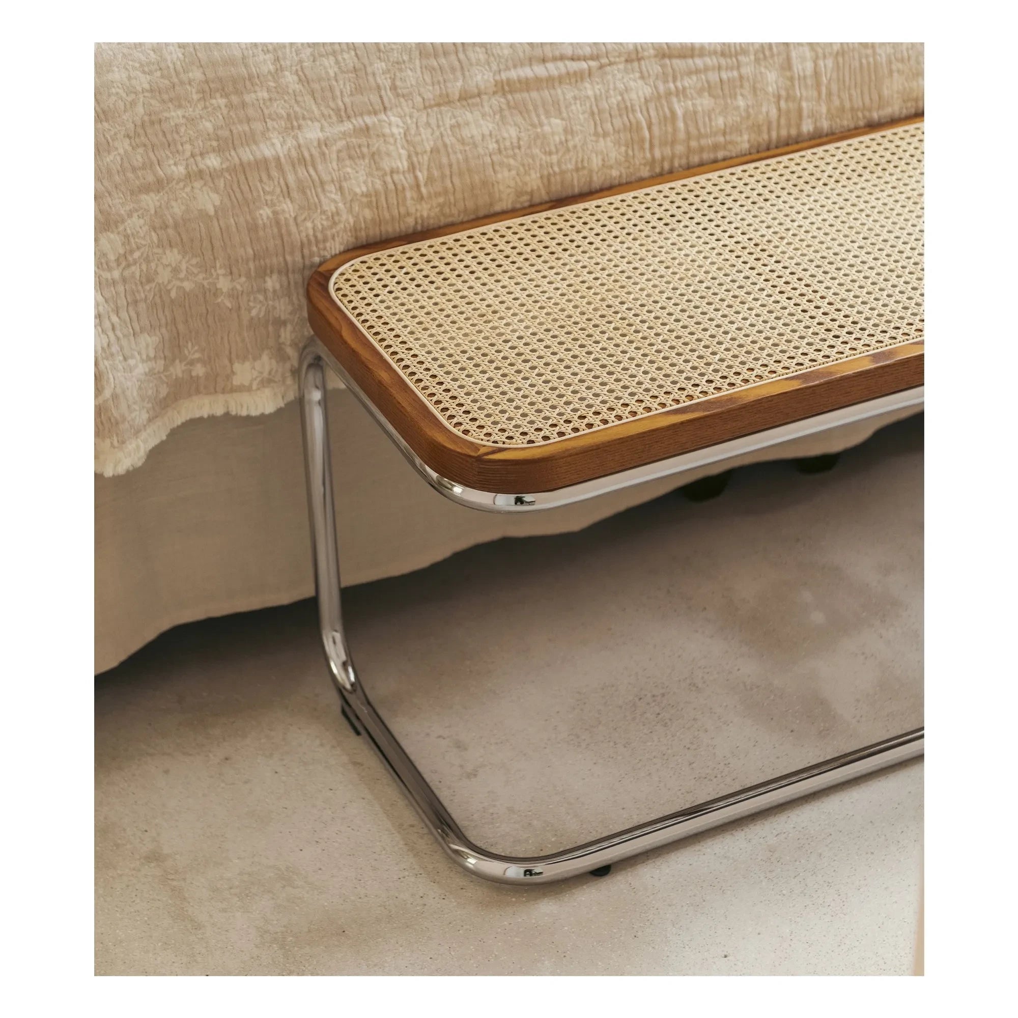 The Socialite Family - Kiosk Chrome-Plated Metal and Wicker Bench