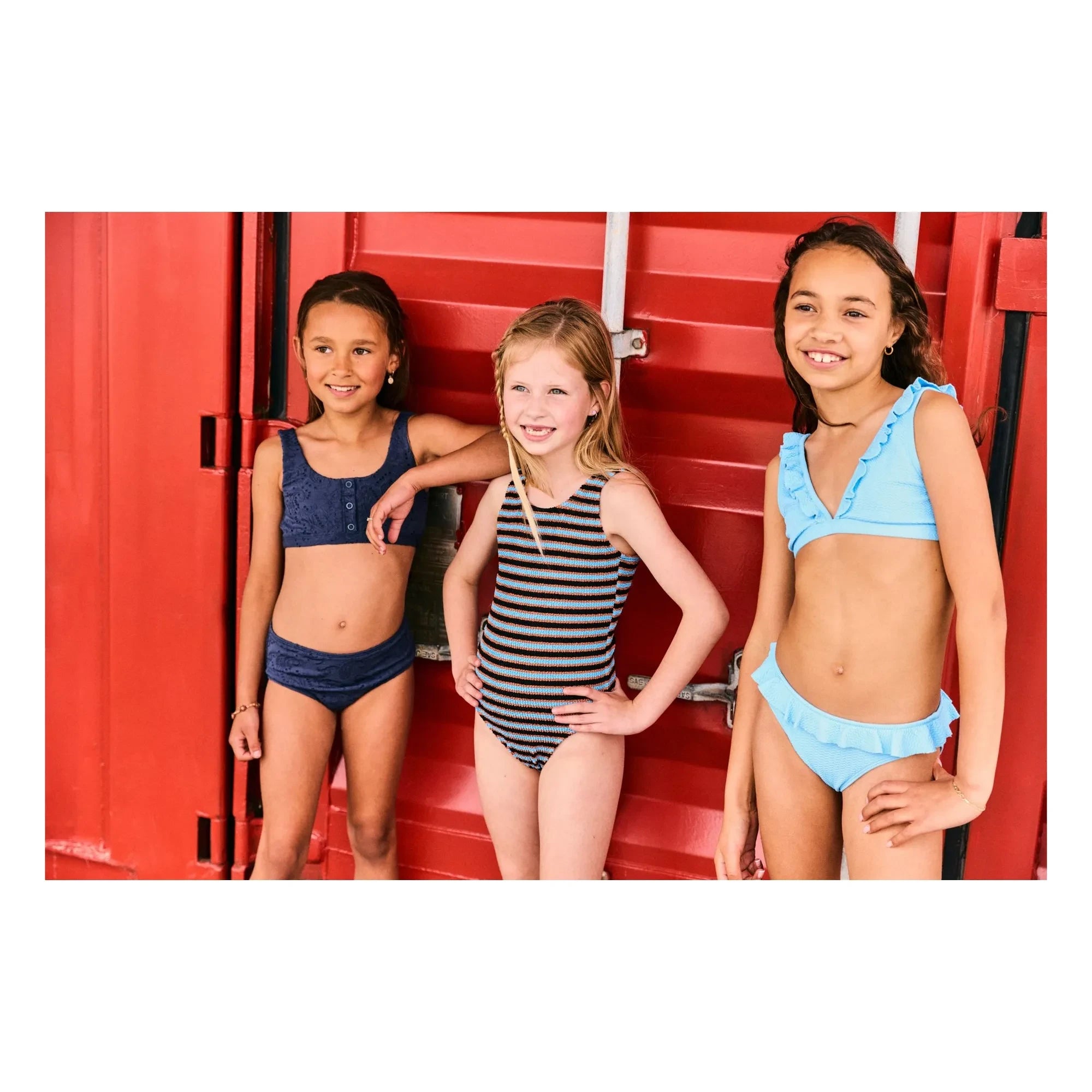 Beachlife - Striped Ribbed Swimsuit | Light Blue