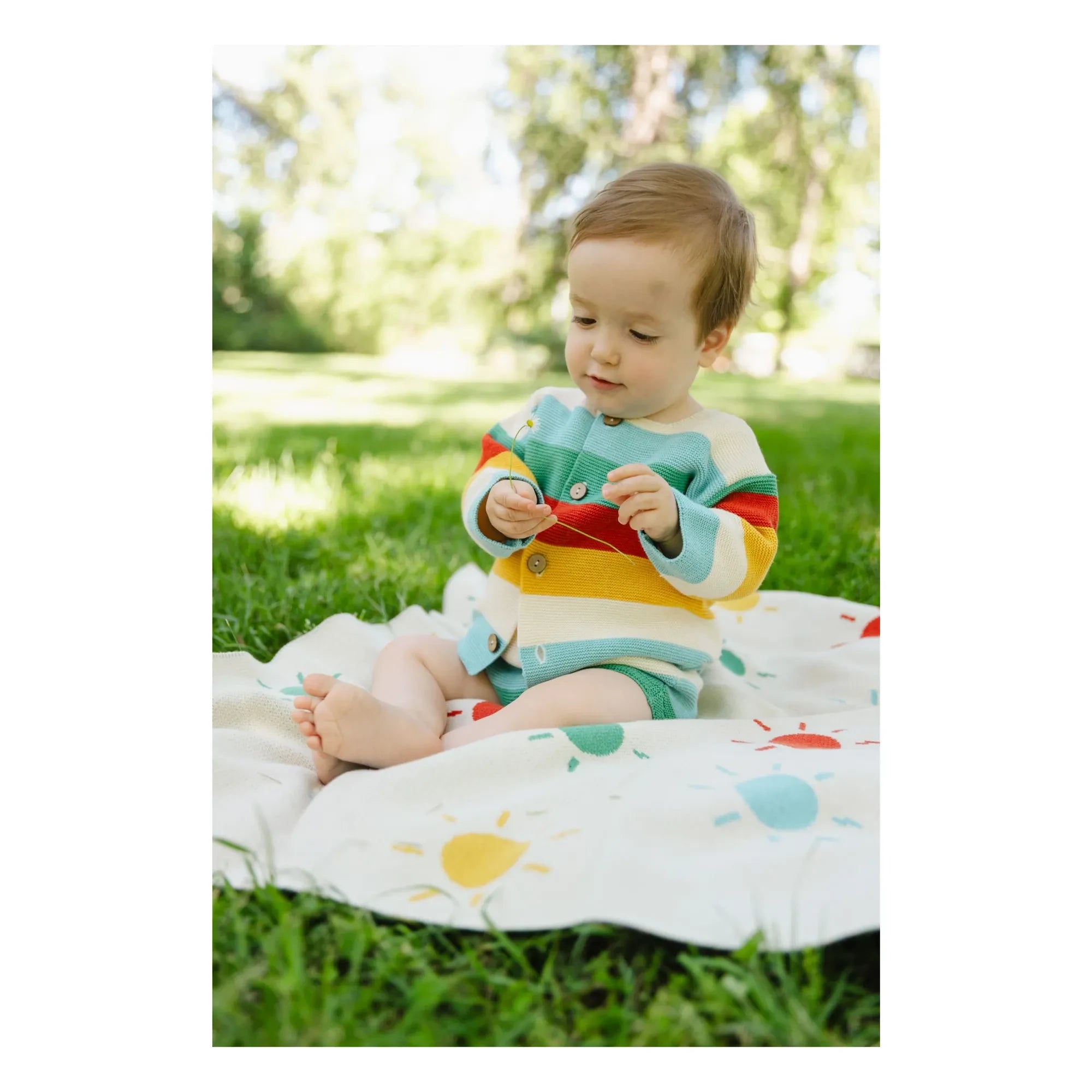 Bayiri - Rainbow Organic Cotton Cardigan | Turquoise