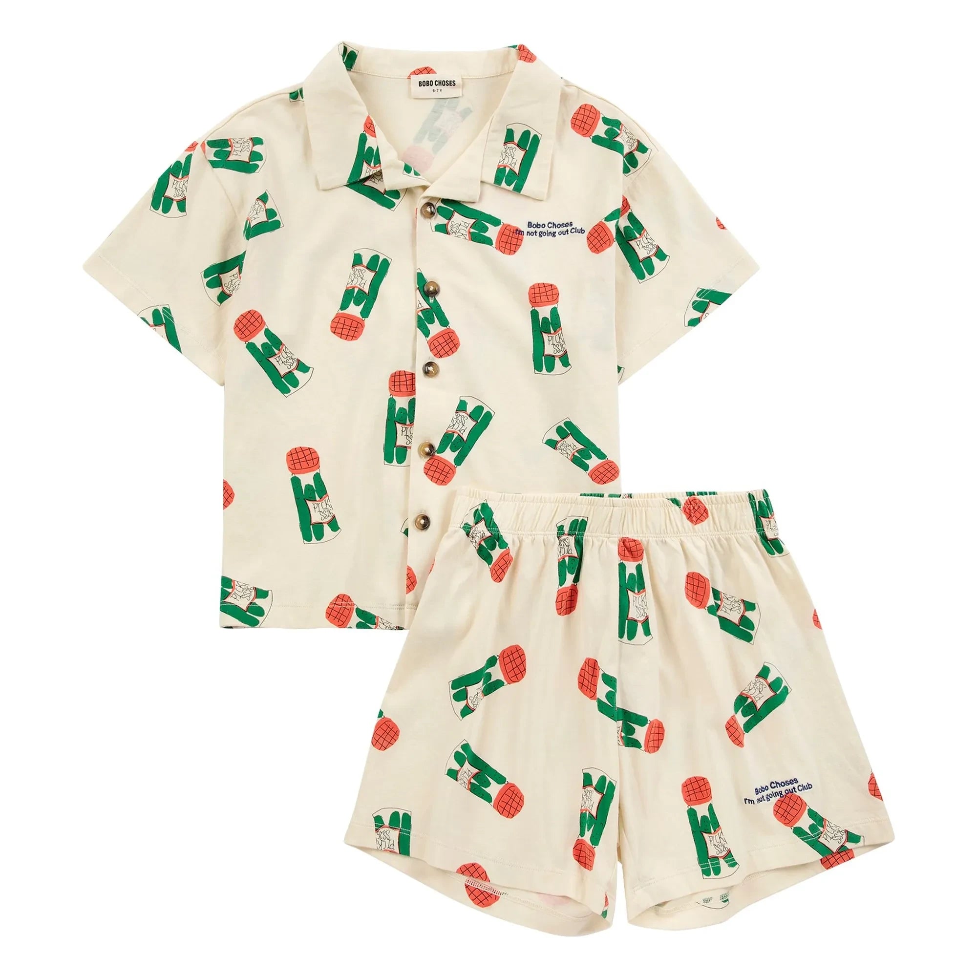Bobo Choses - Pickles Organic Cotton Shirt and Shorts Set | Ecru
