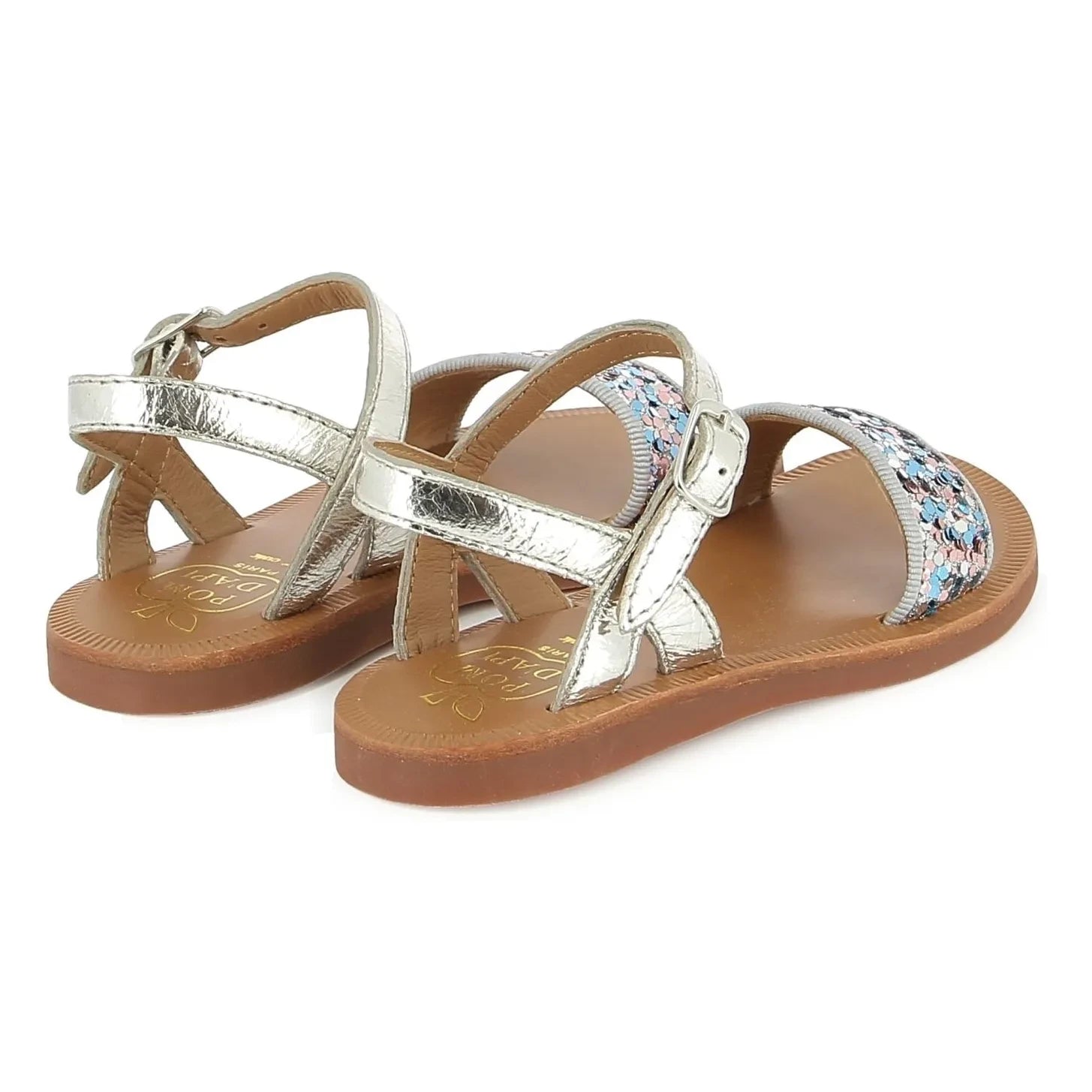Pom d'Api - Plagette Glitter Sandals with Buckle | Silver