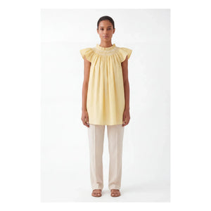 BELLEPIECE - Mykonos Cotton Poplin Top | Yellow