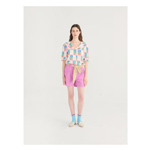 Bobo Choses - Purple Cotton Seersucker Puffed Shorts