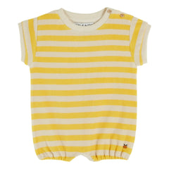 Emile et Ida - Striped Organic Cotton Towel Romper | Yellow