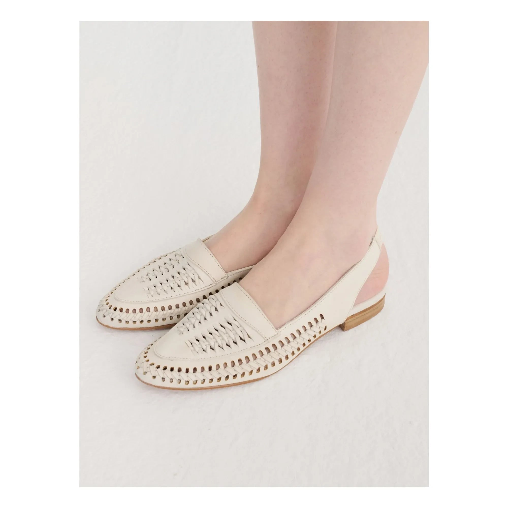 Bobo Choses - Knitted Leather Slingback | Ecru