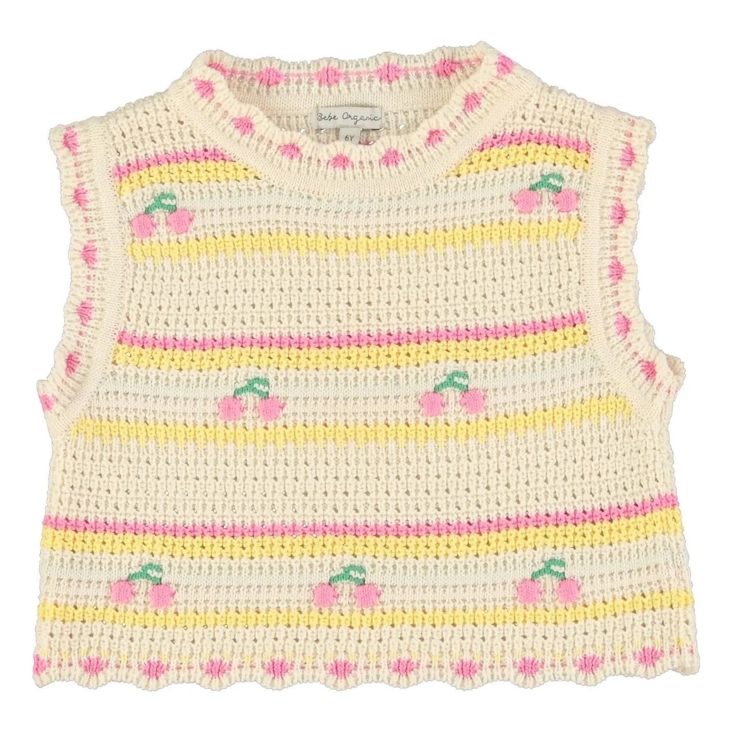 Bebe Organic - Top Crocheted Paloma Cherries Organic Cotton | Ecru