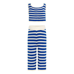 Pepita & Me - Johnny Maille Striped Top and Pants Set | Blue