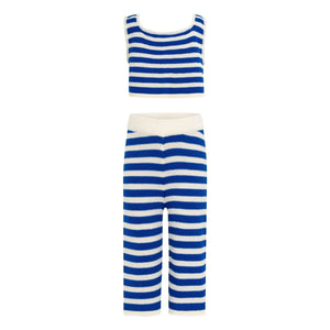 Pepita & Me - Johnny Maille Striped Top and Pants Set | Blue