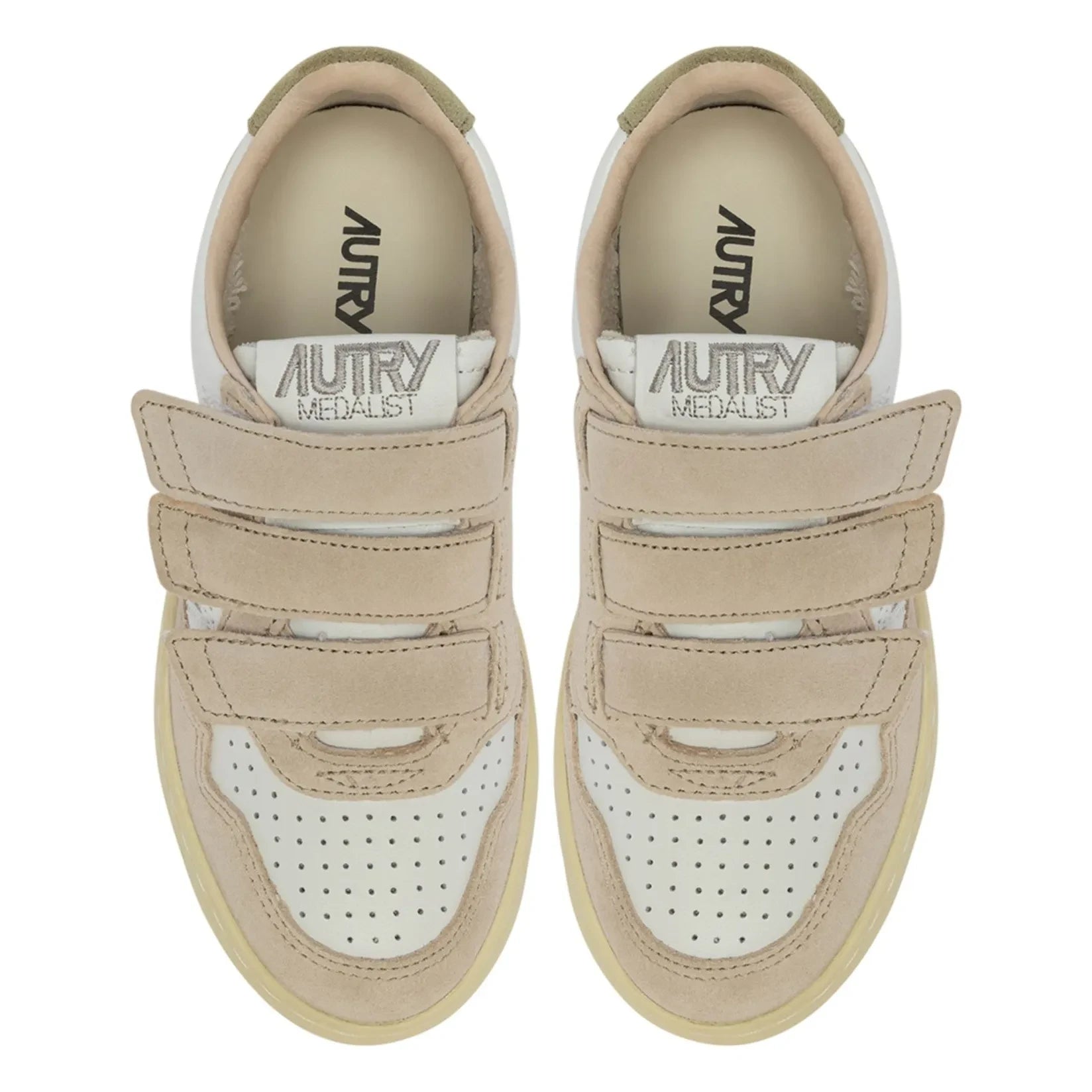 Autry - Kids Kidstripes Low Tricolor Suede Sneakers | Light Khaki