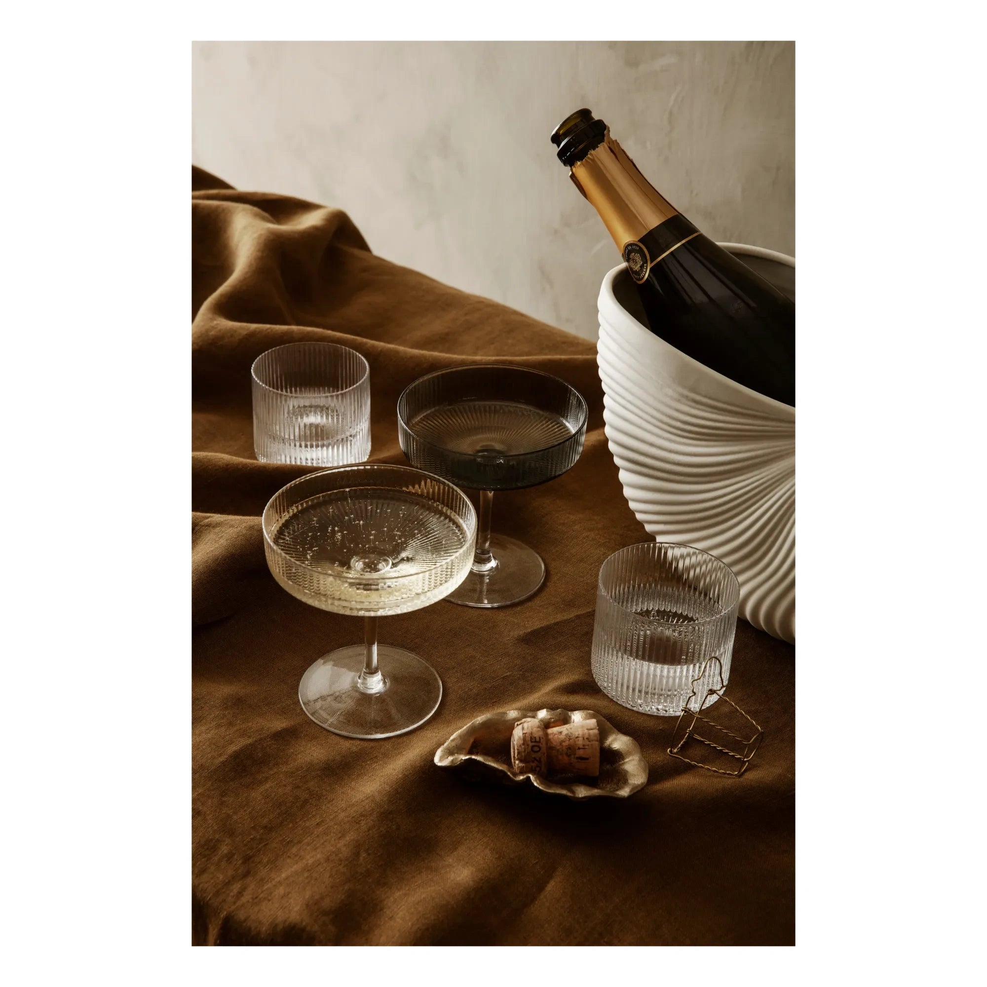 Ferm Living - Ripple Champagne Glasses - Set of 2 | Gray