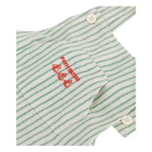 Petit Bateau - Striped Linen Short Salopet | Green