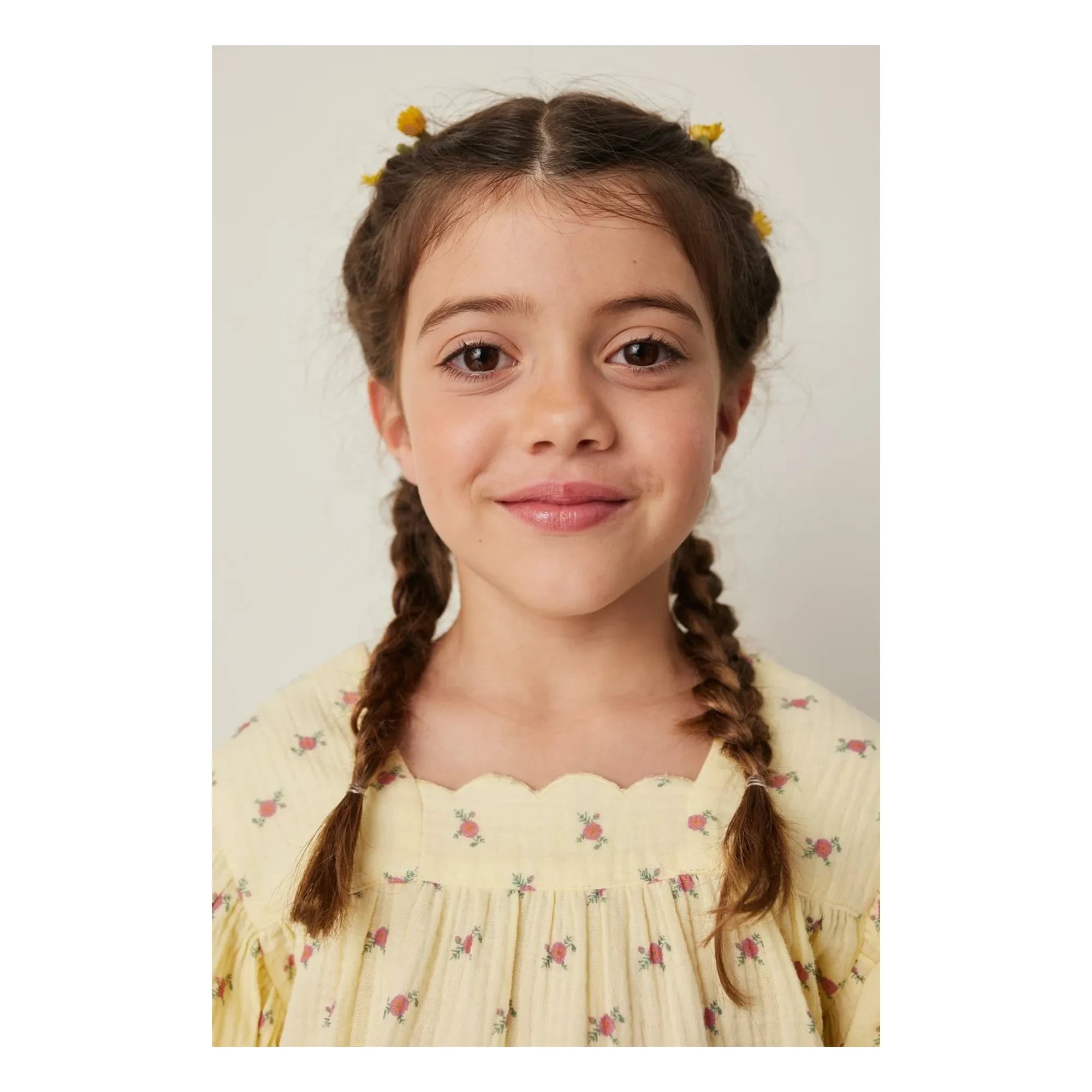 Tocoto Vintage - 3/4 Kollu Çiçek Desenli Bluz | Sarı