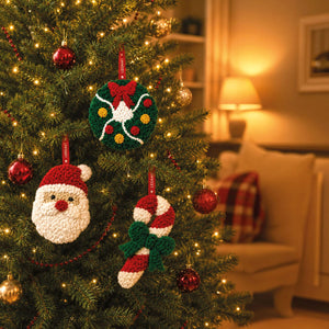Legami - Creative Kit Hanging Christmas Decorations - Punch Needle Kit