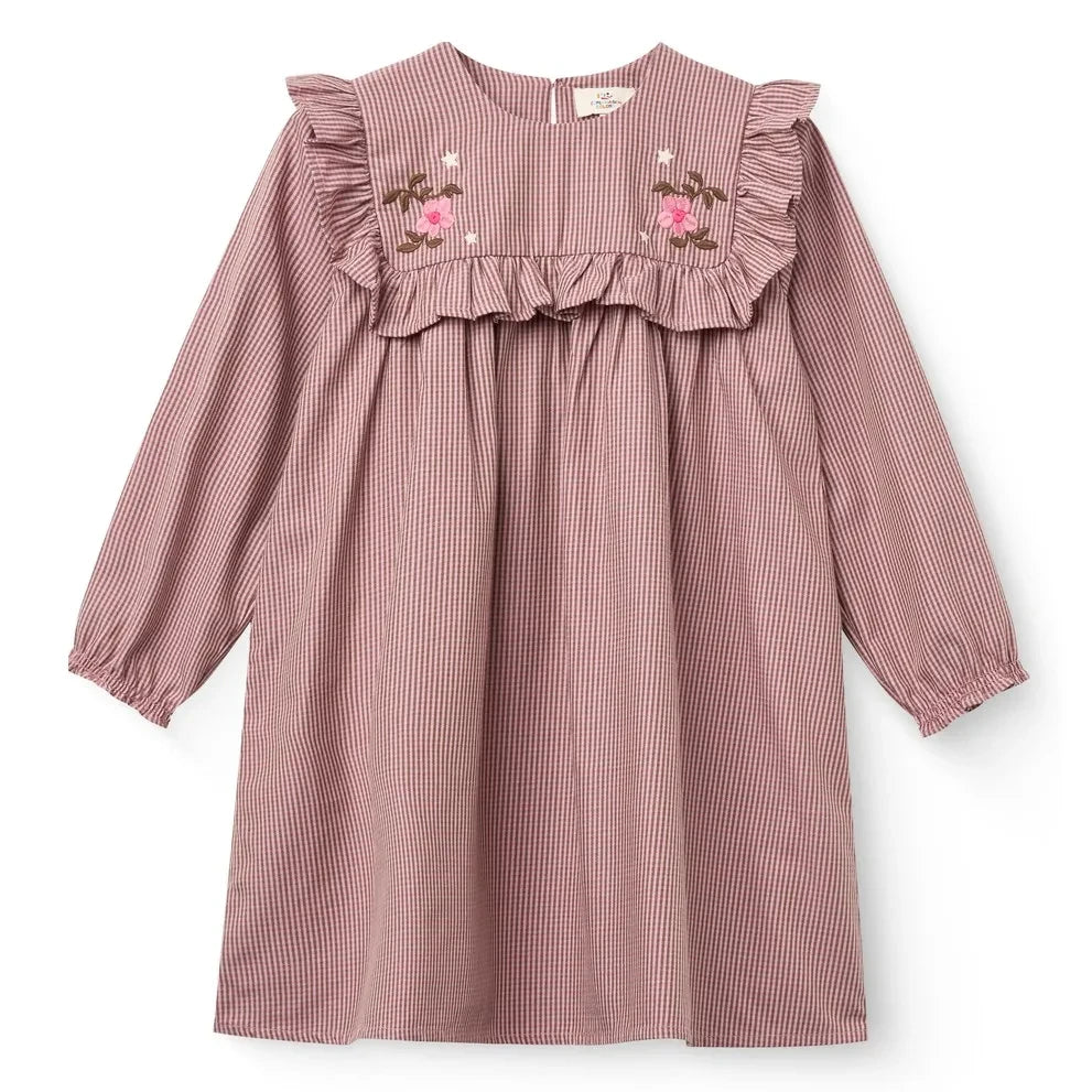 Copenhagen Colors - Embroidered Checked Dress | Pink