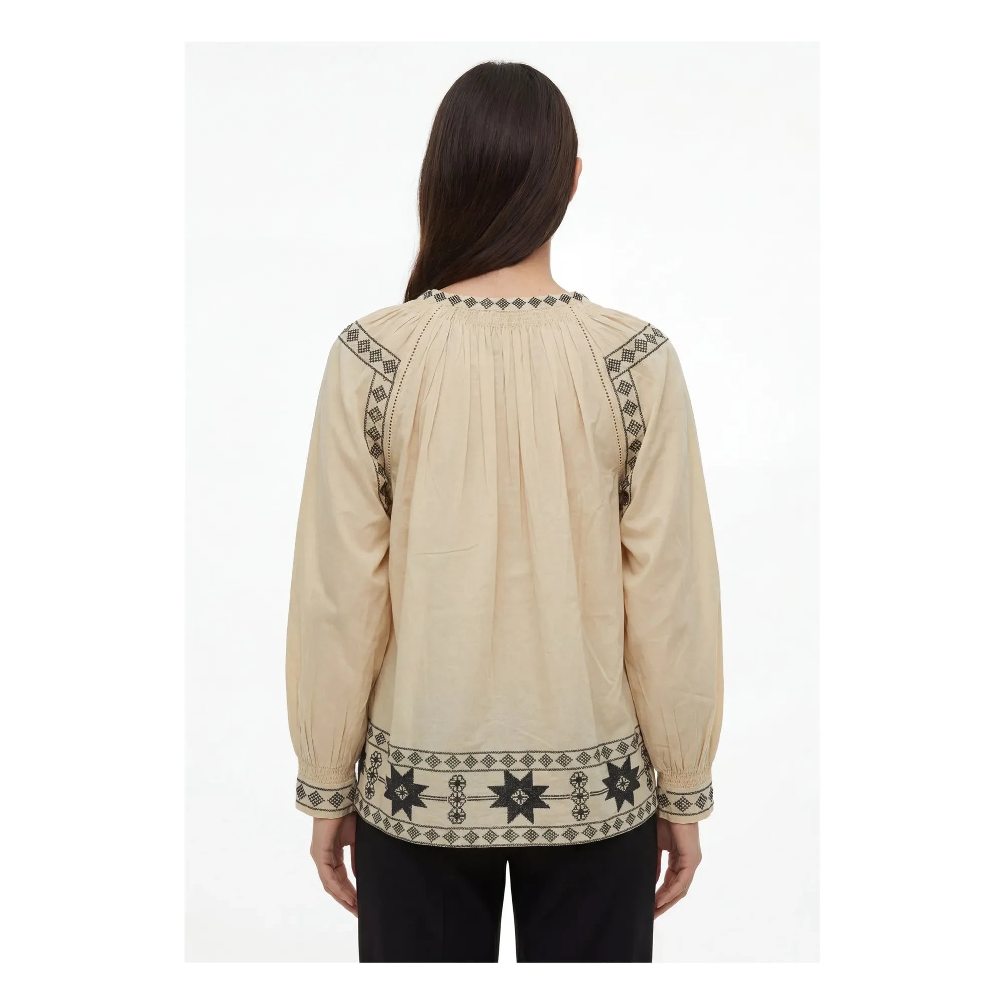 Hod - Natalia Cotton Embroidered Blouse | Champagne