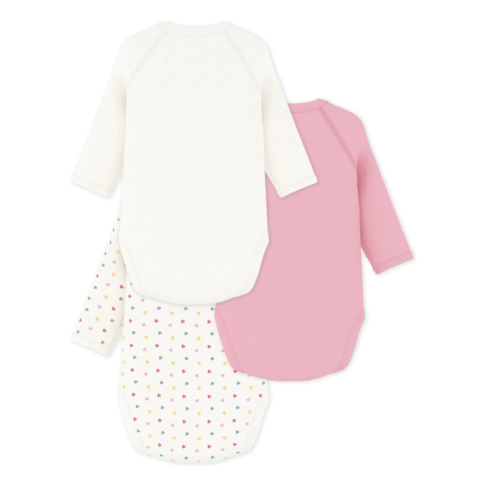 Petit Bateau - 3-Pack Mon Trésor Organic Cotton Cross-Back Romper Set | White