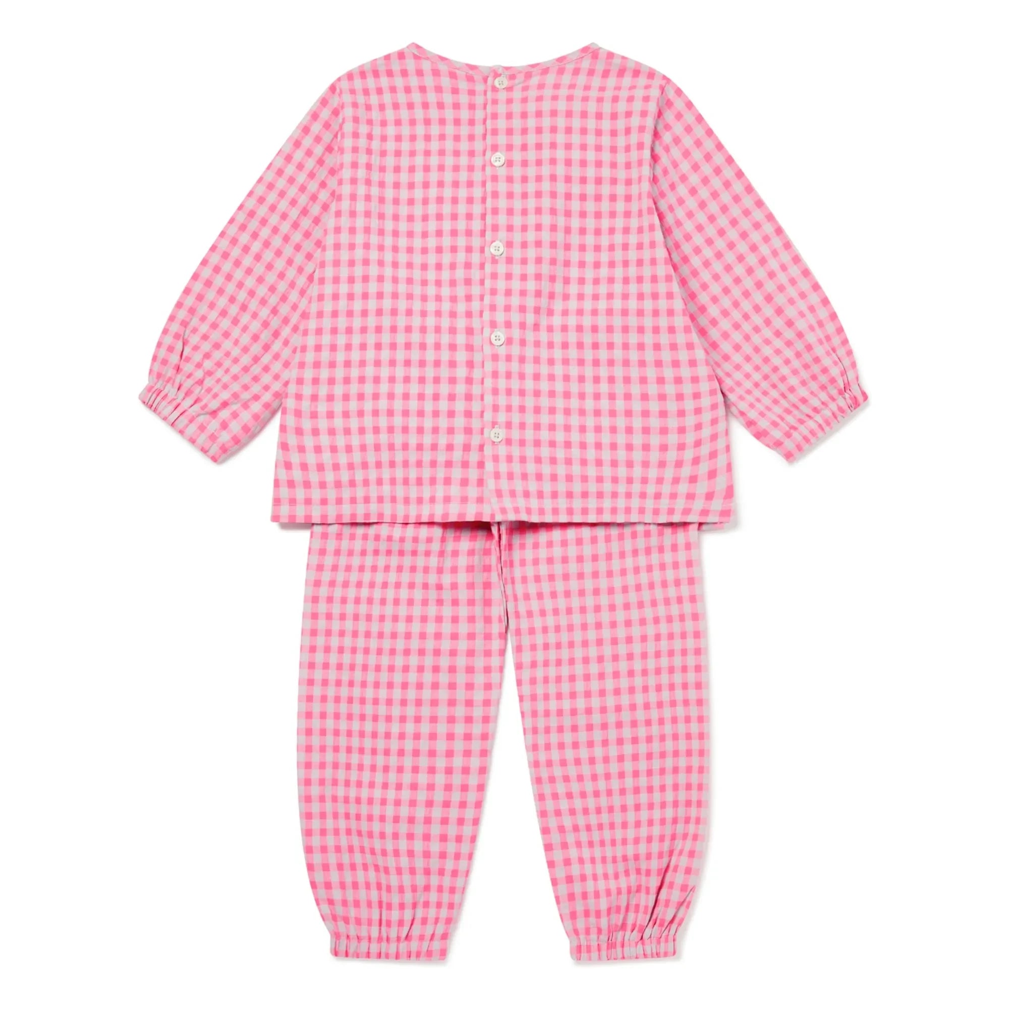 Sleepy Doe - Gingham Seersucker Organic Cotton Pajamas | Pink