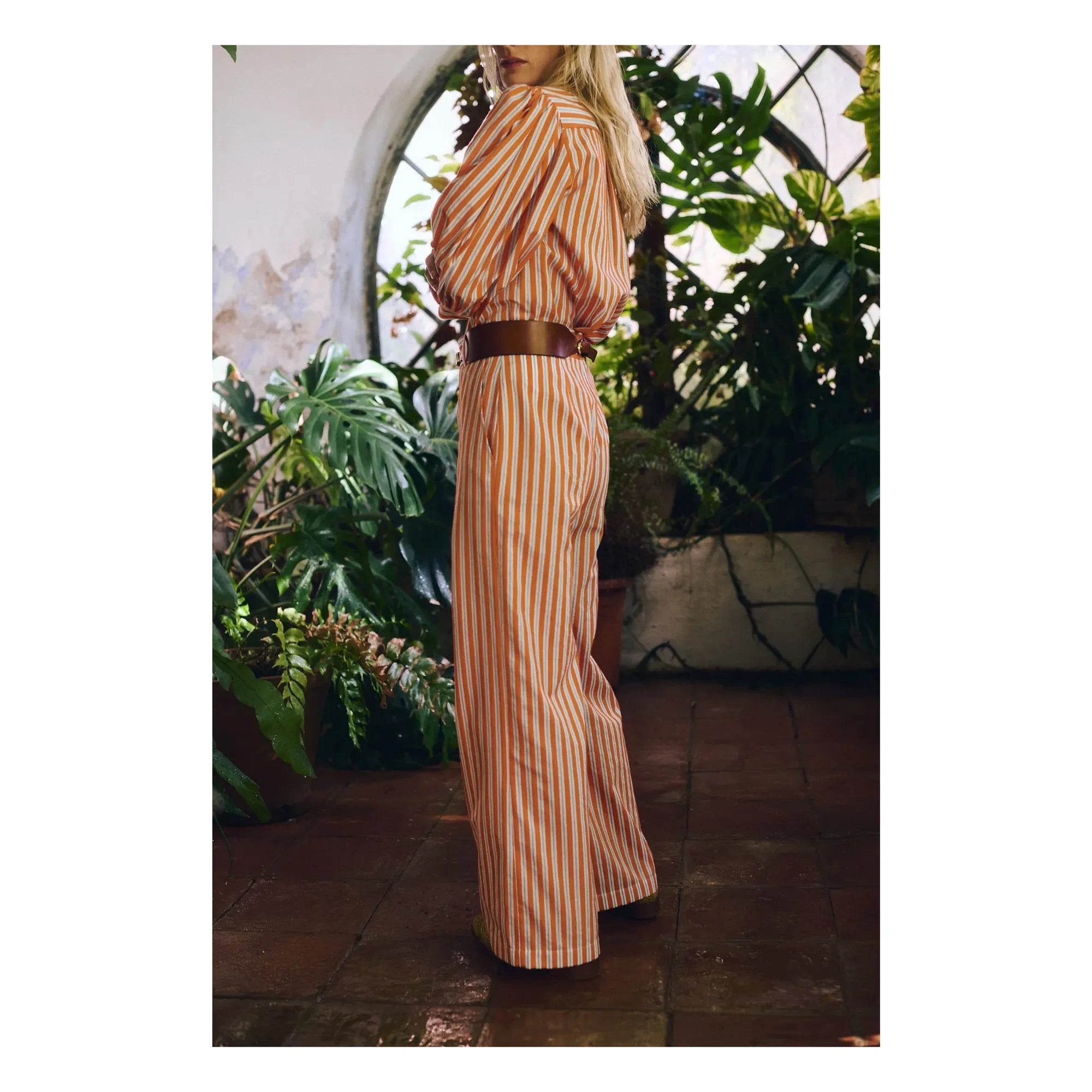 Maria de la Orden - Romeo Cotton Striped Pants | Orange