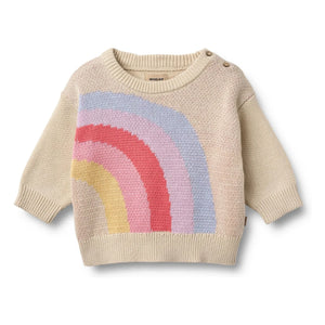 Wheat - Solveig Rainbow Organic Cotton Jacquard Sweater | Ecru