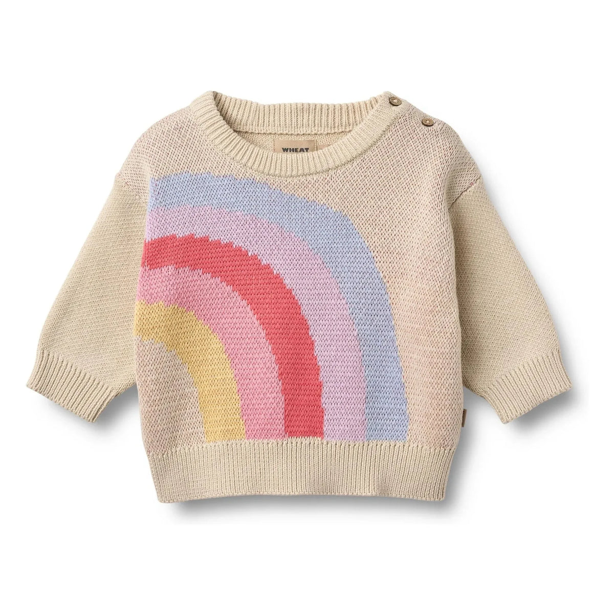 Wheat - Solveig Rainbow Organic Cotton Jacquard Sweater | Ecru
