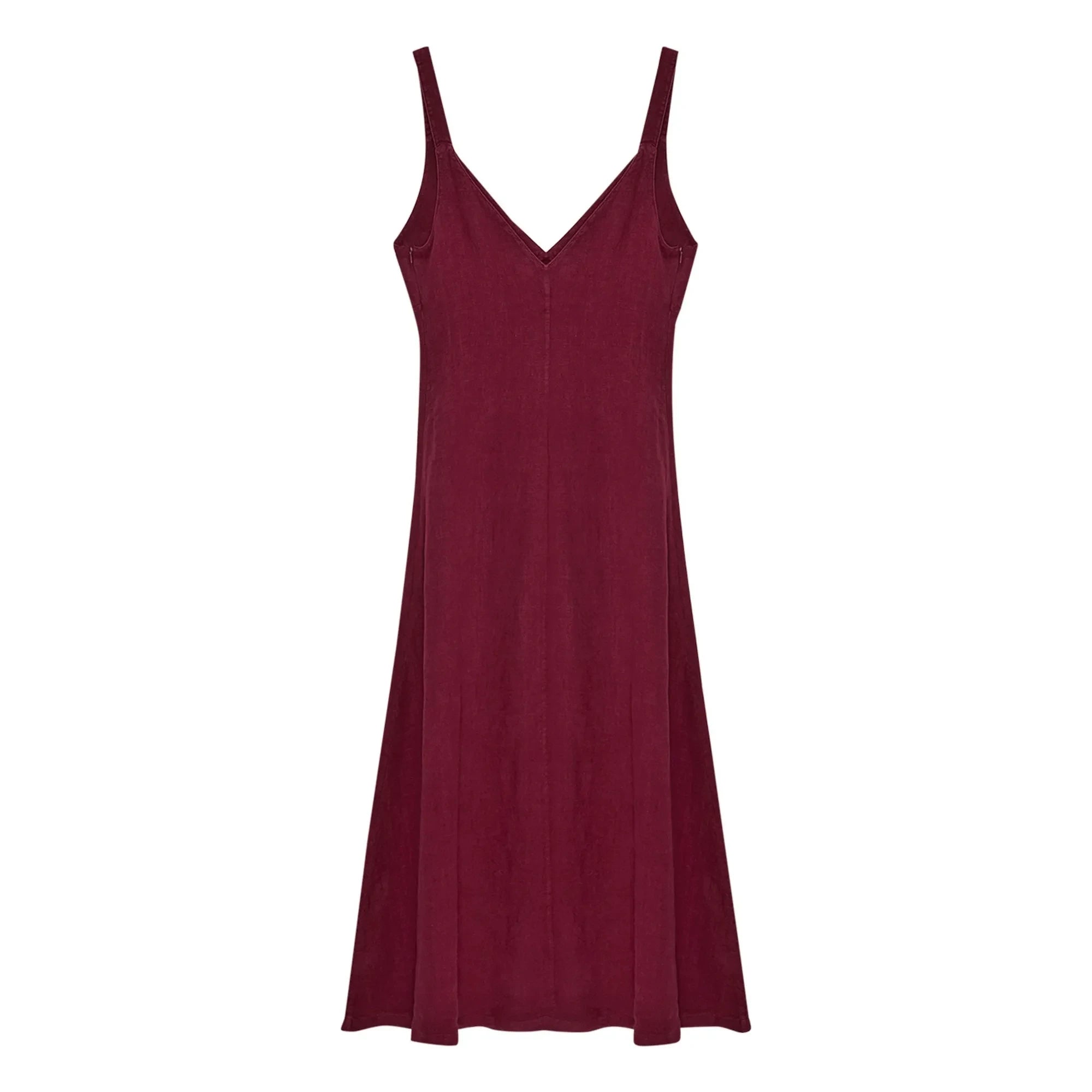 the new society - Bulbine Linen Dress | Dark red