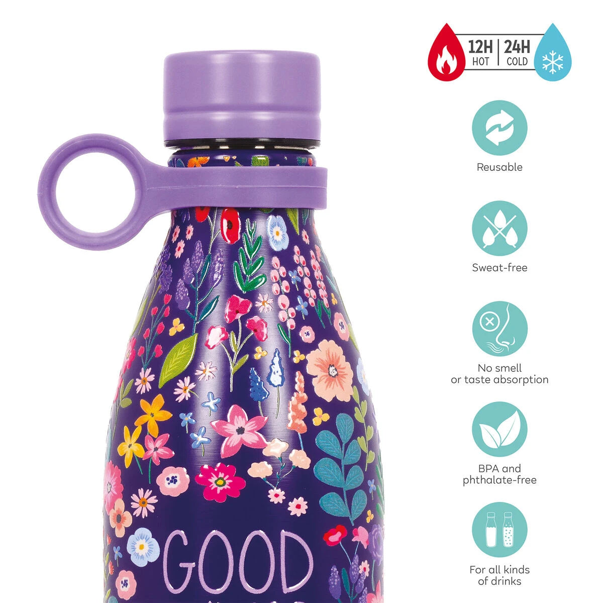 Legami - 800 ml Vacuum Flask - Flowers - Hot & Cold