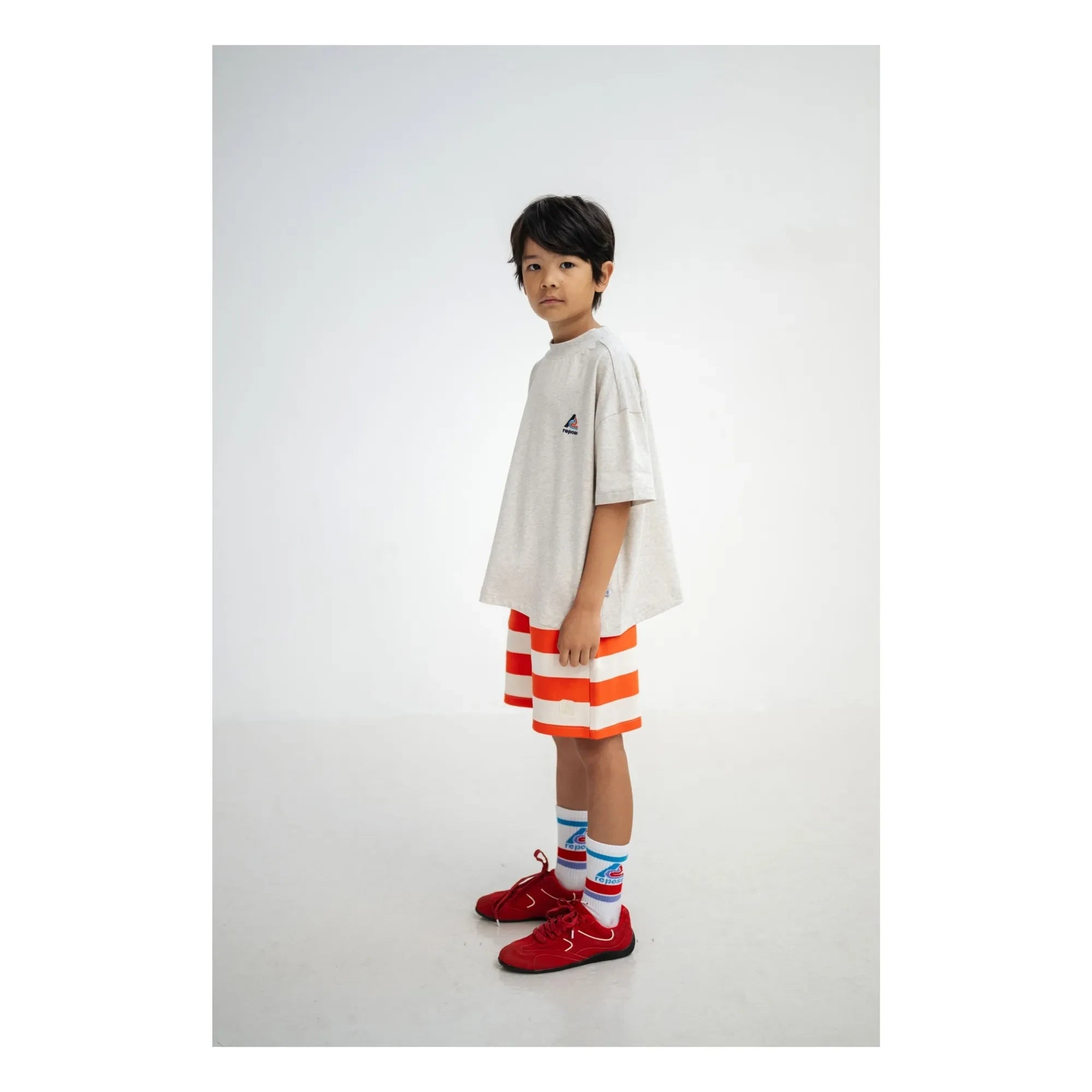 Repose AMS - Organic Cotton Striped Jogger Shorts | Red