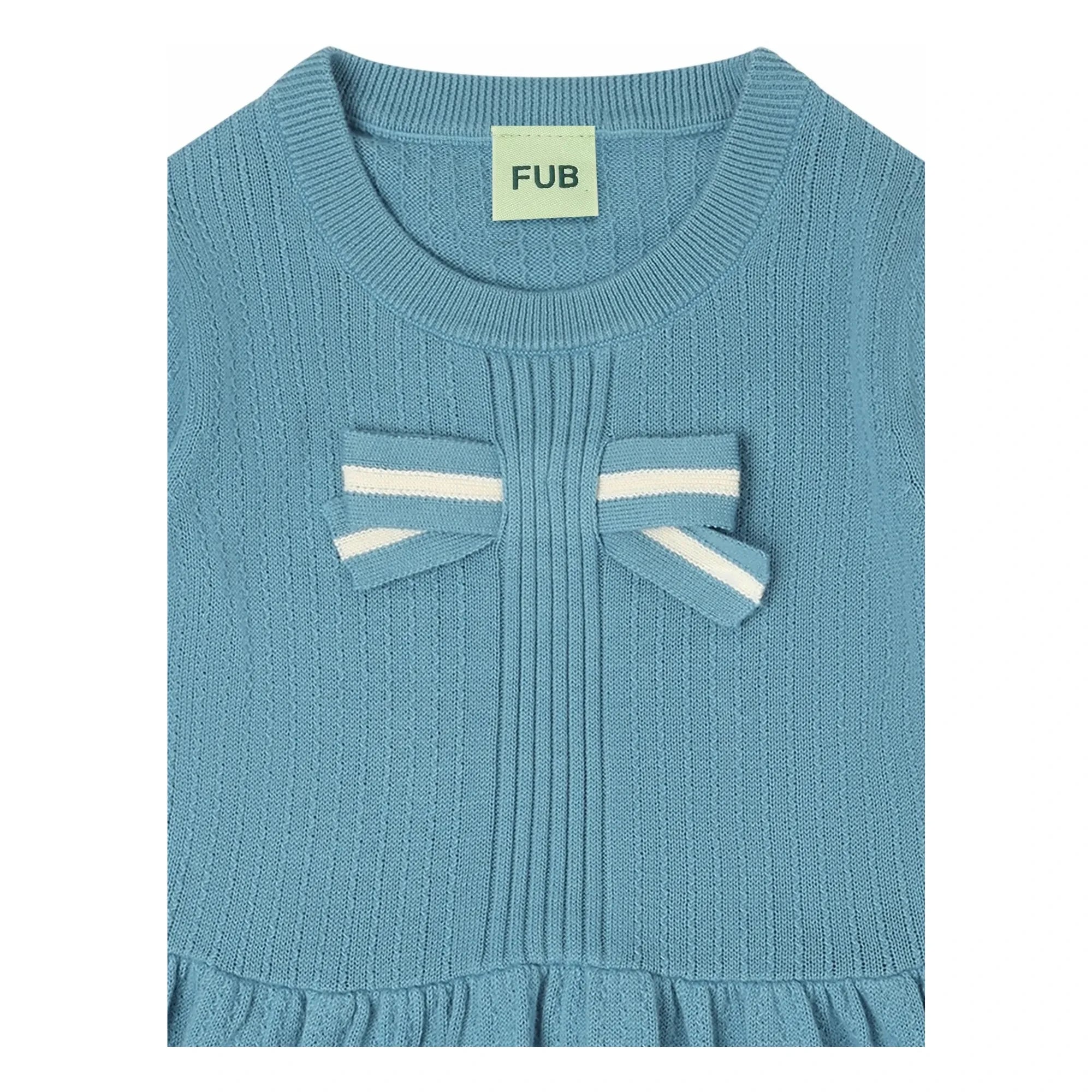 FUB - Bow T-Shirt Fine Knit Organic Cotton | Azure Blue